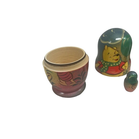 VTG WOODEN DISNEY WINNIE THE POOH TIGGER HAND PAINTED NESTING DOLLS 5 pc RARE - Picture 6 of 16